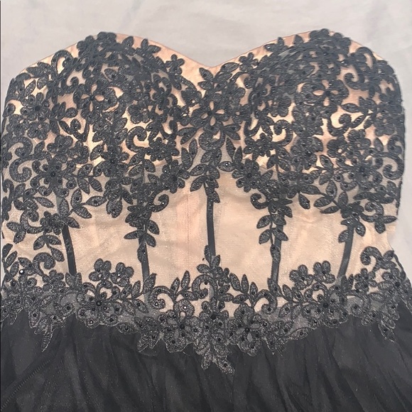 Nude/Black Mesh Formal Dress - Strapless - Picture 2 of 3